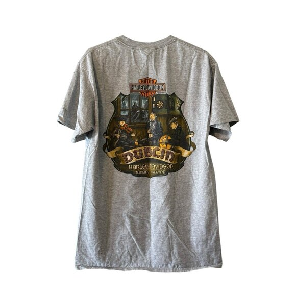 Harley Davidson Dublin Ireland T-Shirt Size Large Gray 2015 Beefy T Cotton Blend - Picture 2 of 10